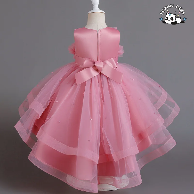 LEZONKIDS - Hot Selling  Kids Pink Dresses Little Girl Ball Gowns Flower Girls Long Dress